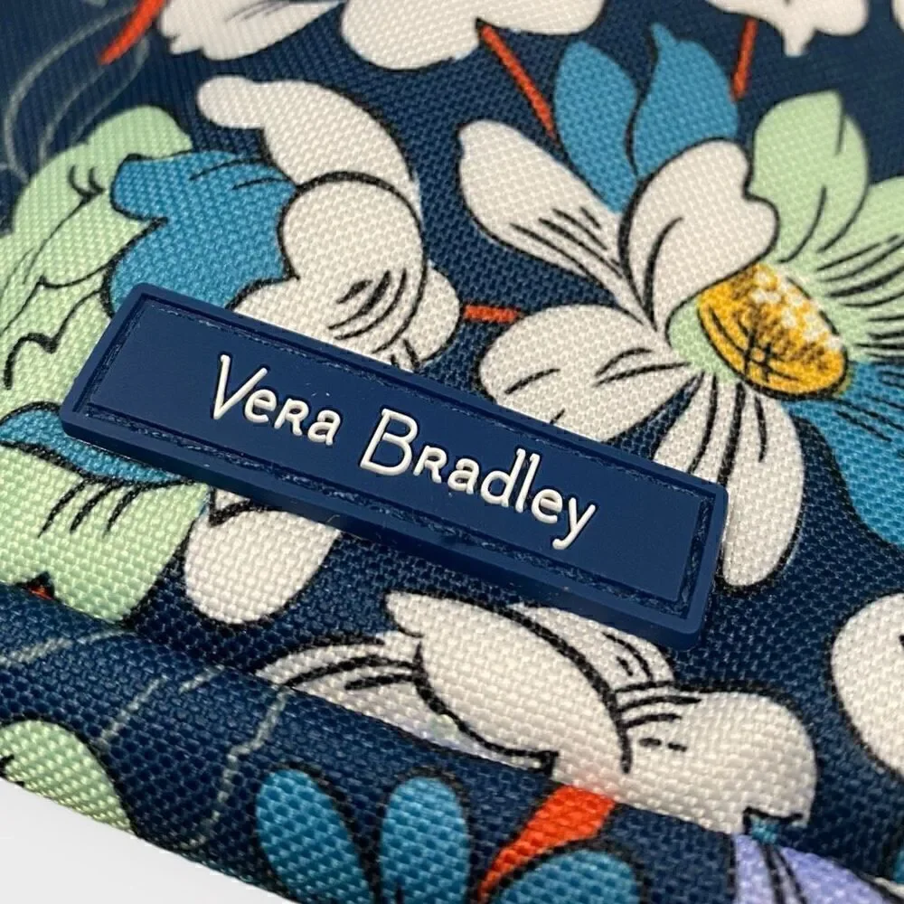 Vera Bradley Floral Bursts Lighten Up Wipes Pouch Blue Makeup Travel Bag New